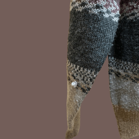 Honors Striped Knit Sweater | Gray & Burgundy | Size L | Vintage 80s - Picture 2 of 5